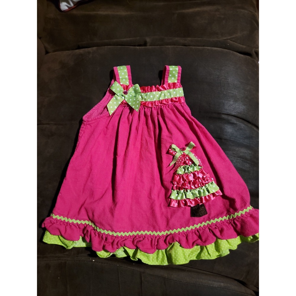 Rare too‎ pink Christmas tree holiday dress size 18 months